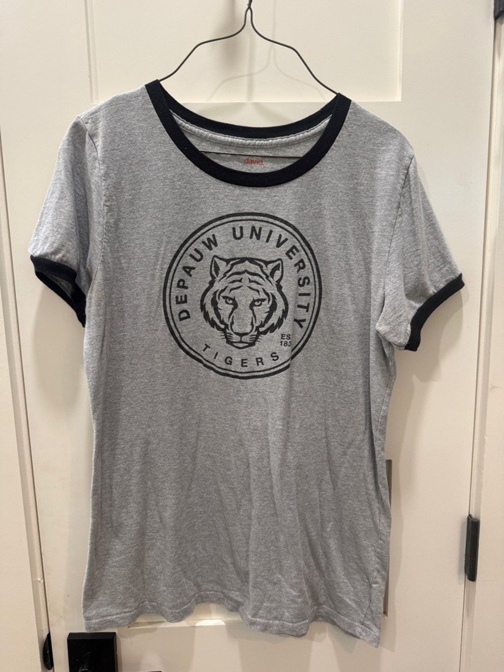 Depauw University Gray Ringer Tee - Classic Short Sleeve